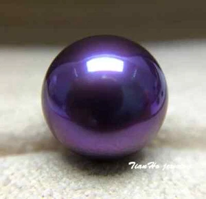 Gorgeous AAAAA 11-10 mm south sea round purple loose pearl half drilled - Picture 1 of 2