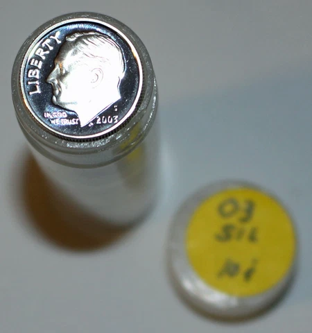 1 Roll 2003 S Roosevelt Silver Proof Dimes 50 10c US Coins San Francisco Minted Cover