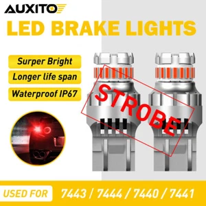 AUXITO 7443 7440 LED Red Flash Strobe Blinking Brake Stop light Bulbs 2400LM 14W - Bild 1 von 12