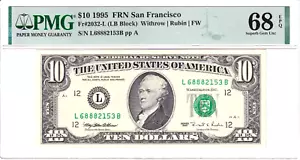 1995 $10 FRN San Francisco PMG Superb Gem Uncirculated 68EPQ #L68882153B - Picture 1 of 2
