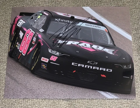 Brandon Brown Signed 8x10 Photo Trade The Chain Car On The Track NASCAR Auto COA Cover