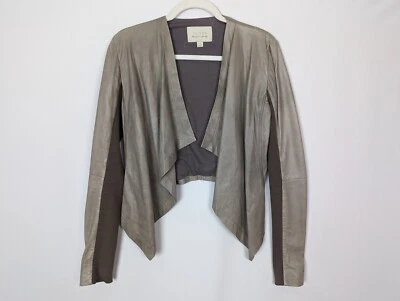 Bisagra Nordstroms talla Cárdigan Chaqueta S Beige 100% Cuero Suave Drapeado Frente Abierto Foto 1 de 4