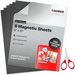 Gauder Magnetic Sheets With Adhesive Backing (8” X 10”) | Black Magnet - Picture 1 of 9