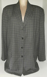 LIZ CLAIBORNE Womens 4 Button Front Suit Blazer Jacket Coat Size 20 Gray Stripe 