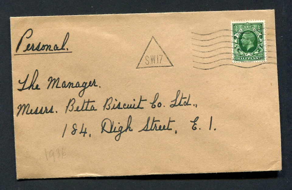 Great Britain : Personal cover to a manager - S.W. 17 - 1936 - used - Image 1 of 1