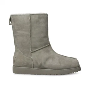 UGG BLOCK BOOT GREY / GREY LEATHER ECKHAUS LATTA WOMEN'S BOOTS SIZE US 6 NEW - Picture 1 of 6