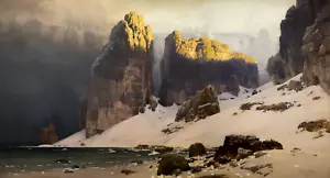 Póster de pintura Shore of Oblivion Eugen Bracht acantilados de nieve montañas océano nieve - Imagen 1 de 2