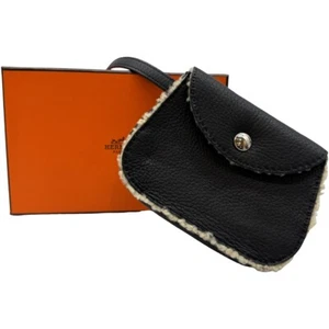 Auth HERMES Mouton Mini Pouch Taurillon Belt Bag & Fanny Pack Black #36635925 - Picture 1 of 18