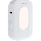 Philips Home Power Wall Surge Protector With Usb Ports & Night Light 4 Plugs New