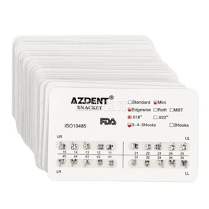 10 X AZDENT Dental Orthodontic Metal Brackets Mini Edgewise Slot.018 Hooks 3-4-5 - Picture 1 of 7