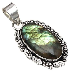 Pendant Shiney Labradorite Gemstone Gift For Her Silver Jewelry 2" - Foto 1 di 7