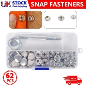 ๐ฅ62Pcs Heavy Duty Press Studs Snap Fasteners 15mm Sets Tool Kit Poppers Button - Picture 1 of 12