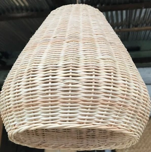 Natural Rattan Lamp Shade cane wicker hanging Pendant Light fitting 18 - Picture 1 of 5