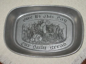 Vintage Wilton Columbia PA USA Pewter DAILY BREAD Serving Plate 9 3/8" x 6 1/2" - Picture 1 of 7