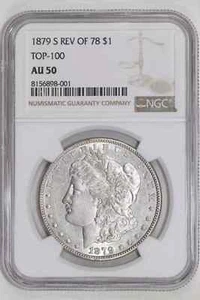 1879-S REVERSE 1878 TOP 100 MORGAN DOLLAR NGC AU50 - Picture 1 of 2