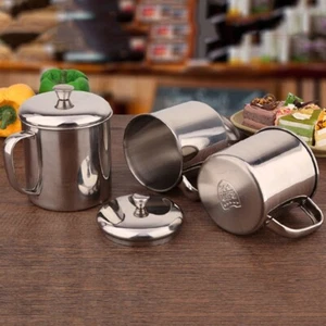 200ml -1100ml Stainless Steel Camping Office Coffee Water Drink Mug Cup With Lid - Picture 1 of 30