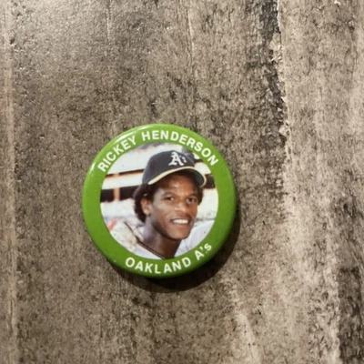 1984 Fun Foods MLB PA 1.25" Pinback Button-Rickey Henderson-Oakland A’s - Image 1 of 2