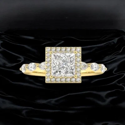IGI Certified Lab Grown Diamond Engagement Ring 1.45 Ct Princess 14K Yellow Gold - Image 1 of 4