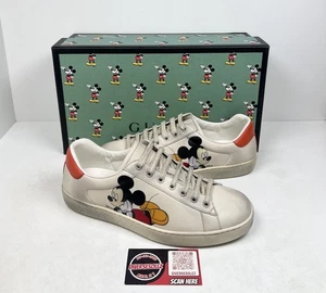 Size 8US - Gucci Ace x Disney “Mickey” Ivory Leather Sneakers🐭 NEW/RETAIL $800! - Picture 1 of 10