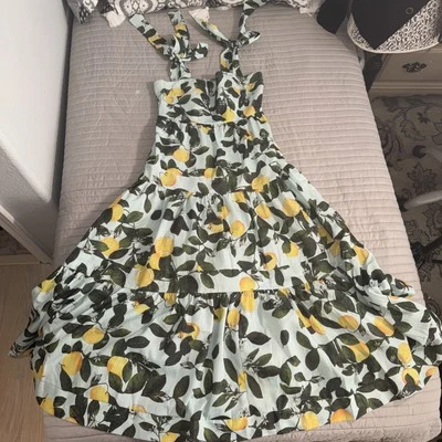 Chickwish макси платье женщин Jrs Sz: L фисташки цвет лимон печать 100% хлопок - Изображение 1 из 4