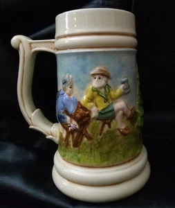 Cerveza estilo alemán Stein pintada a mano y esmaltada al horno firmada por artista original - Imagen 1 de 7
