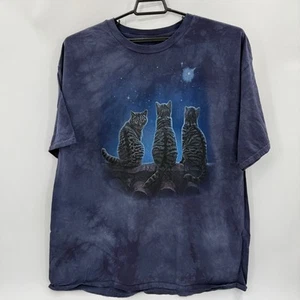 THE MOUNTAIN Tabby Cat T-Shirt Adult Size 3X Blue Tie Dye Short Sleeve Witchy - Picture 1 of 5