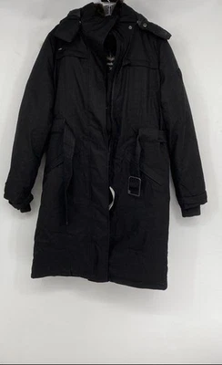 Abrigo Parka Mujer Nobis Negro Manga Larga Cinturón Cremallera Completa Talla Grande Foto 1 de 4