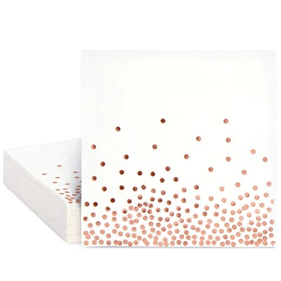 Paquete de 100 servilletas de almuerzo de papel dorado rosa, servilletas desechables para fiestas, 6,5 pulgadas Foto 1 de 4