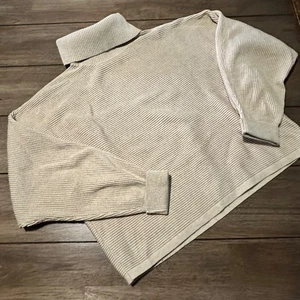 Old Navy Tan Soft Turtleneck Ribbed Sweater Cozy Knit Size Medium - Picture 1 of 4