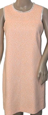 Vestido Shoshanna Talla 4 Naranja Sherbet y Blanco Cambio Estructurado, Retro Años 60 Foto 1 de 4