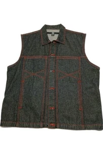Marithe Francois Girbaud Denim Jacket Mens XL Blk Y2K Hip Hop Sleeveless 501060 - Picture 1 of 10