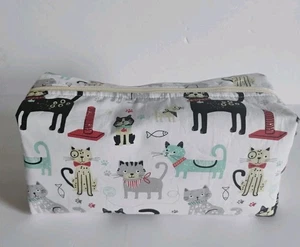 Handmade Cat Print Big Size Makeup Bag 10x4x4 - Picture 1 of 3