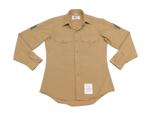 USMC Khaki Shirt 15 1/2 x 35 US Marine Long Sleeve Service Dress P/W Uniform - Picture 1 of 6