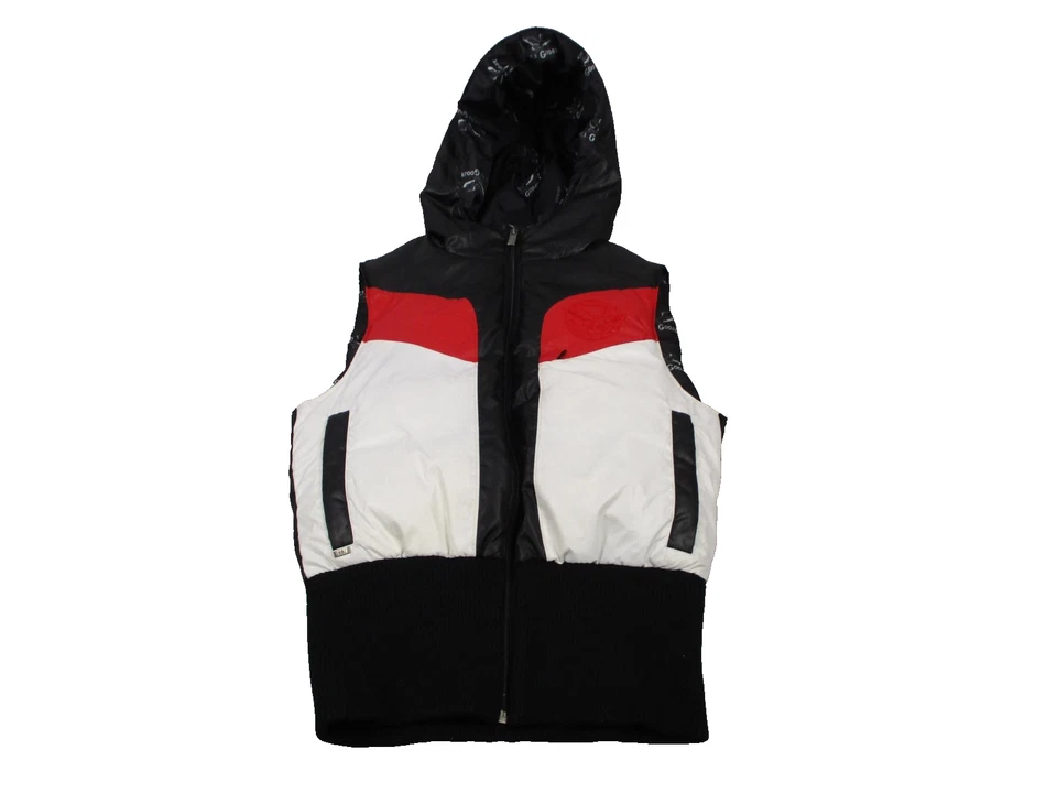 Triple F.A.T. Goose Vest Mens Medium Hooded Puffer Colorblock Quilted Zip - Image 1 of 4