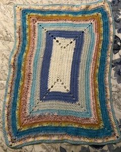 Baby blanket crocheted Multicolor bassinet nursery blanket heirloom - Picture 1 of 1