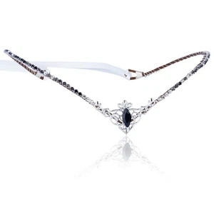 Handmade Black Rhinestone Tiara Elf Headpiece Fairy Crystal Crown Quartz Elve... - Picture 1 of 7