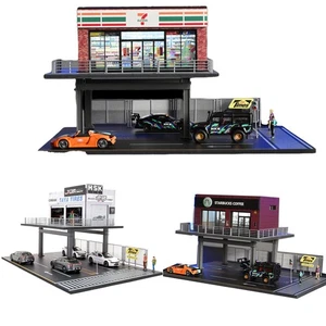 1/64 Diorama Diecast Coche Garaje Modelo Ciudad Street View Edificio Escena Modelo Juguetes - Imagen 1 de 55