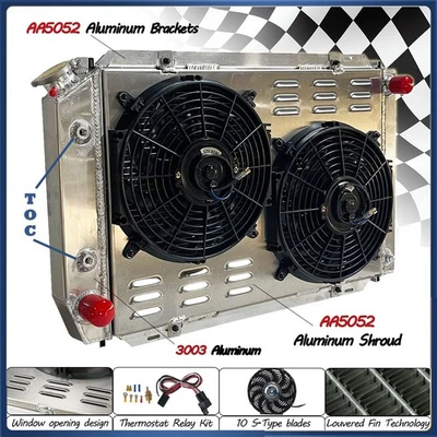 Aluminum Radiator+Shroud+Fan+Relay For 1979-1993 1986 Ford Mustang LX GT SVT AT - Image 1 of 4
