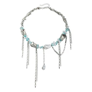 Short Beaded Tassels Necklace Adjustable for Women Party Jewelry Accessories - Picture 1 of 8