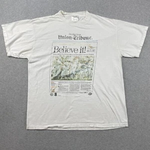 VTG Front Pages Shirt Mens XL San Diego Tribune Padres Win Dodgers 1996 USA Made - Picture 1 of 13