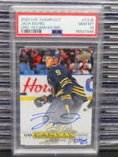 2019-20 Upper Deck Clear Cut Jack Eichel UD Canvas Signatures Auto #07/25 PSA 10
