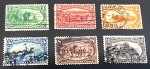 1898 Francobolli Stati Uniti Scott #285-290 Trans-Mississippi Esposizione Emissioni Usati Cernierati - Foto 1 di 2
