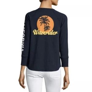 James Perse Waverider California Graphic Print Longsleeve Navy Blau Damen M - Bild 1 von 12