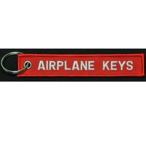 Schlüsselanhänger Flugzeugschlüssel bestickt - rot - Flugzeug Keychain - Bild 1 von 1