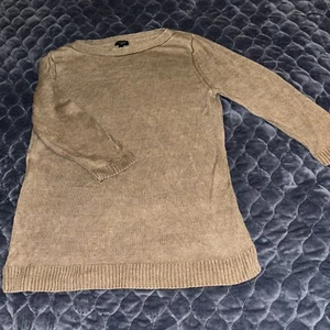Talbots Linen Knit Pullover Boat Neck XL*Sweater Taupe 3/4 SL - Picture 1 of 9