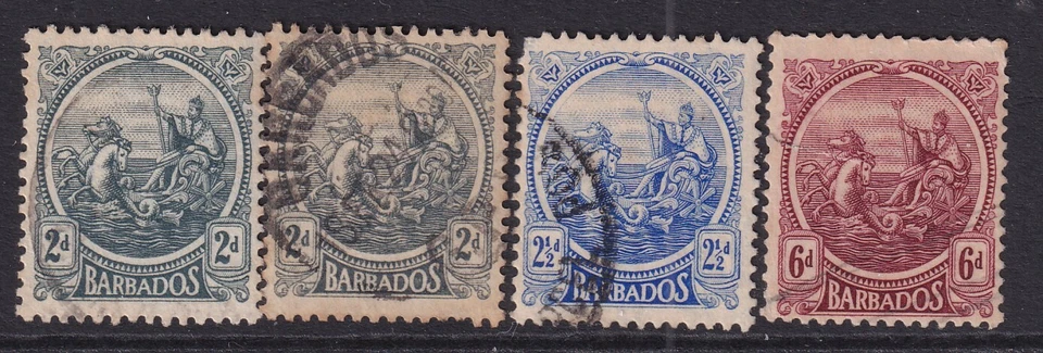 BARBADOS....  1921-24  2d x2 shades, 2½d,  6d   used — 第 1/1 张图片