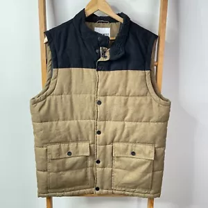 Jeanswest Vest Mens Large Brown Black Snap Button Outdoor Padded Front Pockets - Picture 1 of 10