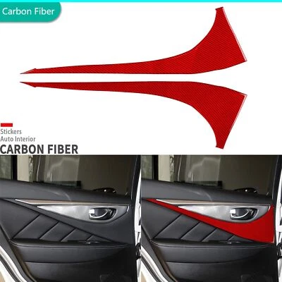 Red Carbon Fiber Interior Rear Door Panel Cover Trim For Infiniti Q50 2014-2020 - Imagem 1 de 4