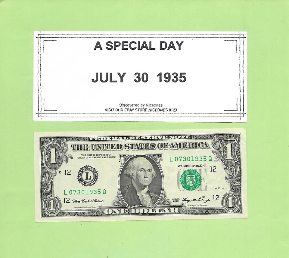 JULY 30, 1935 ... 2006 $1  L 0730 1935 Q .... 07-30-1935     BIRTHDAY NOTE - Image 1 of 1