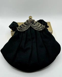Vintage Guild Creations Black Jeweled Ladies Evening Wool Handbag W/Coin Purse - Picture 1 of 7